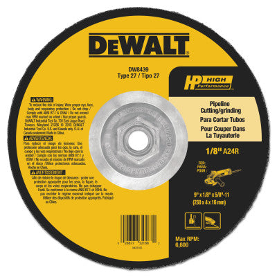 Pipeline Cutting/Grinding Wheels, 9 in, A24R Grit, 6,600 rpm
