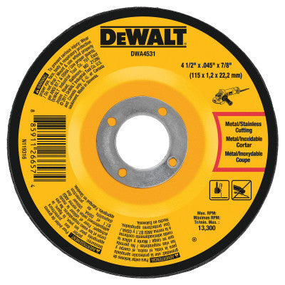 Cutting Wheels, 4 1/2 in, 7/8 in Arbor, 60 Grit, 13,300 rpm