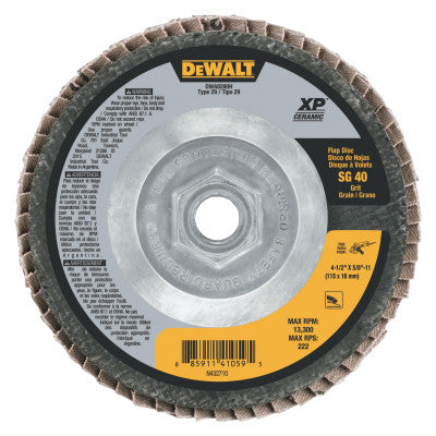 XP Ceramic Type 27 Flap Discs, 4 1/2 in, 40 Grit, 5/8 in  - 11 Arbor