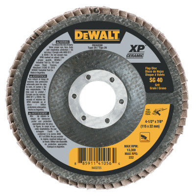 XP Ceramic Type 27 Flap Discs, 4 1/2 in, 40 Grit, 7/8 in Arbor
