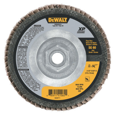 XP Ceramic Type 27 Flap Discs, 4 1/2 in, 60 Grit, 5/8 in  - 11 Arbor