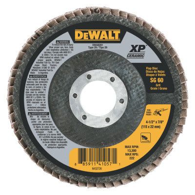 XP Ceramic Type 27 Flap Discs, 4 1/2 in, 60 Grit, 7/8 in Arbor