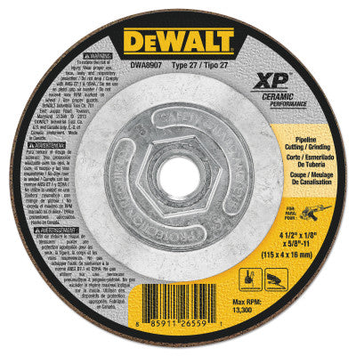 Ceramic Grinding Wheel, 4 1/2 in Dia, 1/8 in Thick, 5/8 Arbor, 24 Grit Ceramic