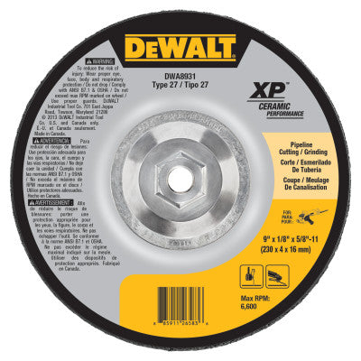 Grinding Wheels, 9 in Dia., 1/8 in Thick, 5/8 in - 11 Arbor, 24 Grit, Ceramic