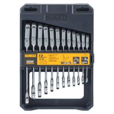 12 Piece Flex Head Ratcheting Wrench Sets, 8-19 mm