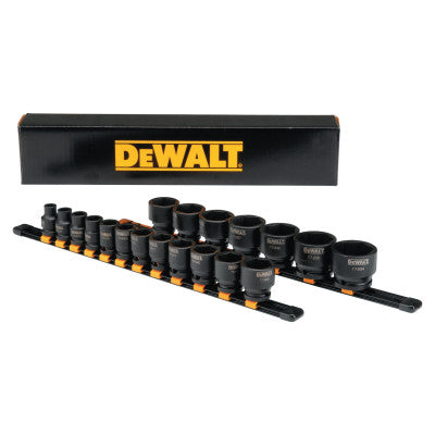 19 Piece Impact Socket Sets, 1/2 in Drive, 6 Point, Inch