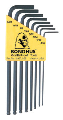 Balldriver L-Wrench Key Sets, 8 per holder, Hex Ball Tip, Inch