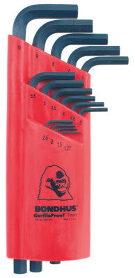 Hex L-Wrench Key Sets, 15 per holder, Hex Tip, Metric