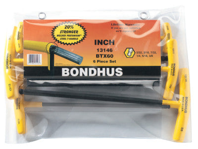 Balldriver T-Handle Hex Key Sets, Hex Ball Tip, Inch