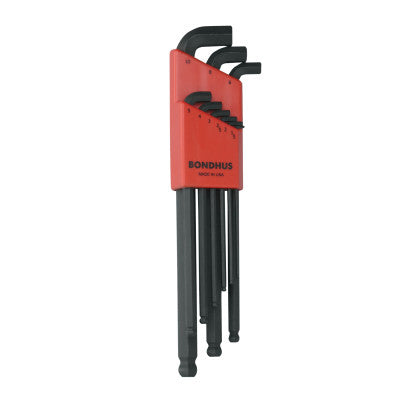 Balldriver Stubby L-Wrench Key Sets, 9 per set, Hex Ball Tip, Metric