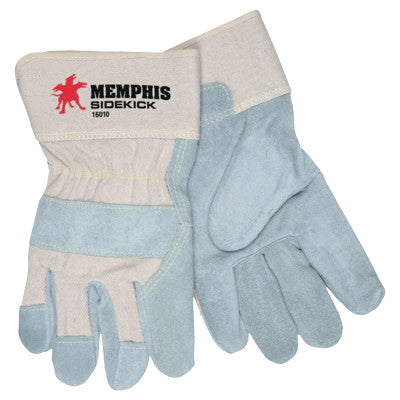 Sidekick Double Select Side Leather Gloves, X-Large, Gray/White