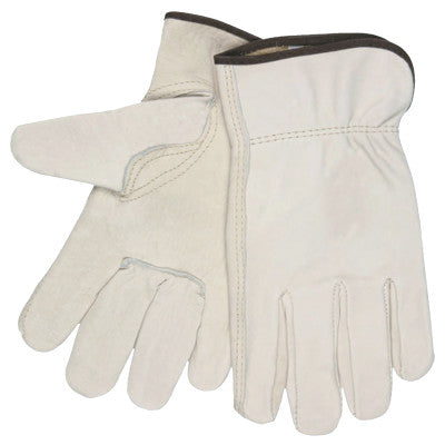 Drivers Gloves, Cow Grain Leather/Poly/Cotton, 3X-Large, Beige/Black