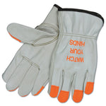 "Watch Your Hands" Drivers Gloves, XX-Large, Beige/Hi-Vis Orange/Yellow