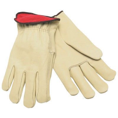 Drivers Gloves, Premium Grade Cowhide, Small, Red Fleece Lining