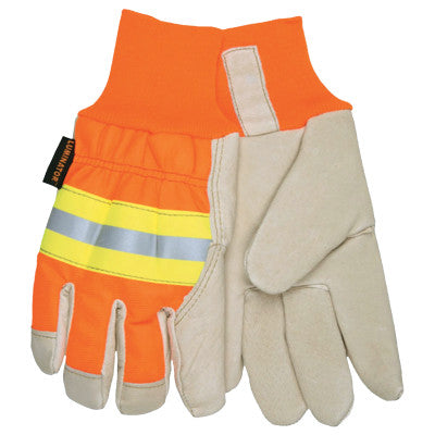 Luminator Gloves, Large, Beige/Hi-Vis Orange/Lime/Silver