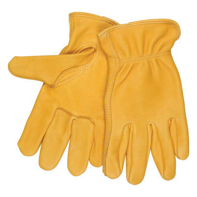 Regular Deer Grain Leather Driver Gloves, Small, Gold