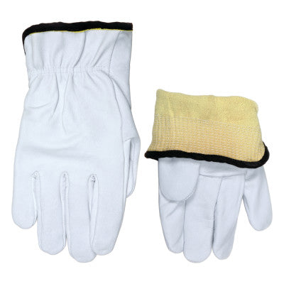 Premium Grade Grain Goatskin Drivers Gloves, Small, Leather, Kevlar, White