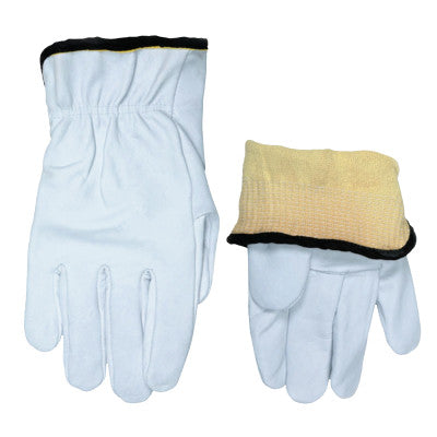 Goatskin Drivers Gloves, Goatskin/Kevlar, White/Blue