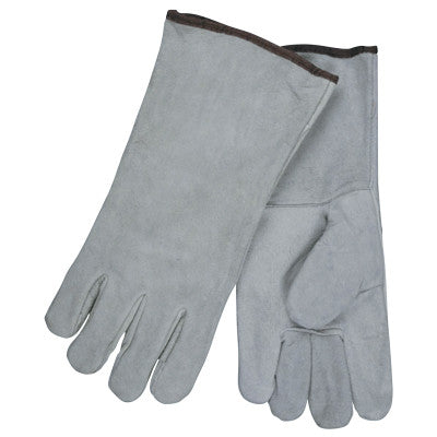 Split Cow Welders Gloves, Economy Shoulder Leather, Large, Gray