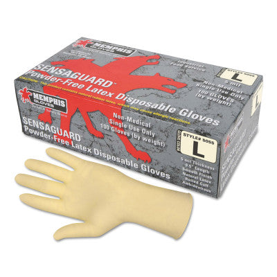 Disposable Latex Gloves, Powder Free, Rolled Cuff, 5 mil, Nat. White, Small