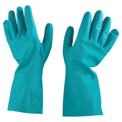 Unsupported Nitrile Gloves, Straight; Gauntlet Cuff, Unlined, Size 10, 11mil