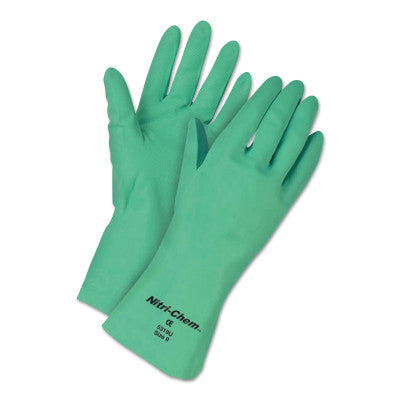 Unsupported Nitrile Gloves, Straight;Gauntlet Cuff, Flocked Lined, X-Large,15mil