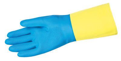 Chem-Tech Neoprene Over Latex Gloves, Blue/Yellow, Large