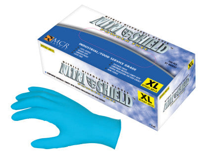 Nitrile Disposable Gloves, Powder Free; Textured, 4 mil, Large, Blue