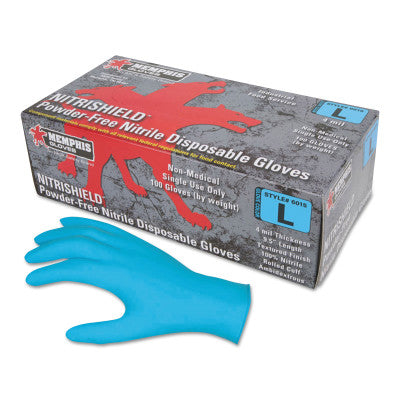 Nitrile Disposable Gloves, Powder Free; Textured, 4 mil, X-Large, Blue