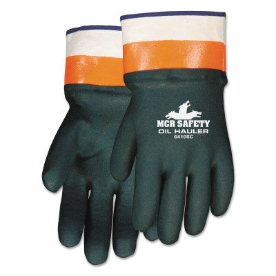 Oil Hauler Premium Double Dip PVC Coated Gloves, Large, Dark Green