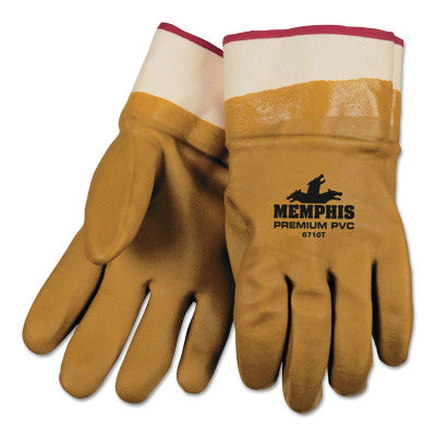 Foam Lined Gloves, PVC, Safety, Orange/Sandy, Large