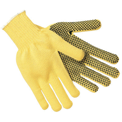 1-Sided PVC Dotted Gloves, Large, Yellow/Black/White