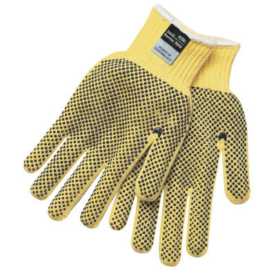 2-Sided PVC Dotted Gloves, Large, Yellow