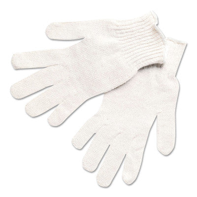 9500 String Knit Gloves, Medium, Knit-Wrist, White