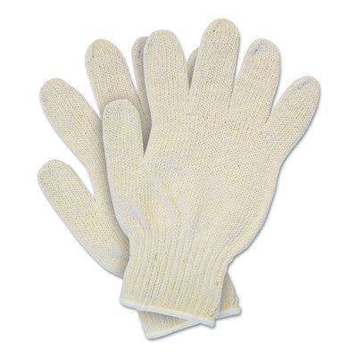 String Knit Gloves, Large, Hemmed, Heavy Weight, Natural