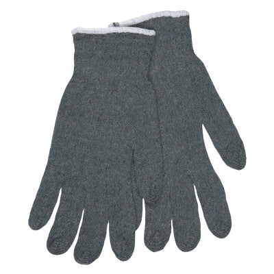 Multipurpose String Knit Gloves, Cotton/Polyester, Large, Gray/White