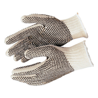 9600 String Knit Gloves, Knit-Wrist, String-Knit, Large, Brown;White