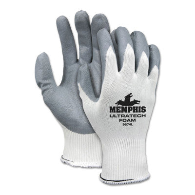 Foam Nitrile Coated Gloves, Small, Gray/White