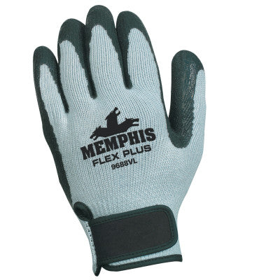 Flex Tuff-II Latex Coated Gloves, Large, Black/Gray
