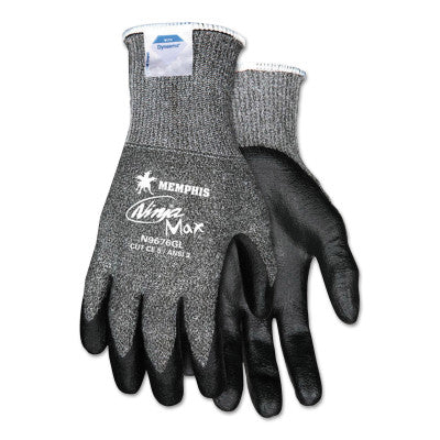 Ninja Max Bi-Polymer Coated Palm Gloves, X-Large, Green/Salt and Pepper