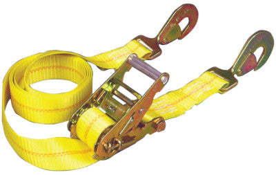 Ratchet Tie-Down Straps, Twisted Snap Hooks, 2 in W, 10 ft L, 6,000 lb Capacity