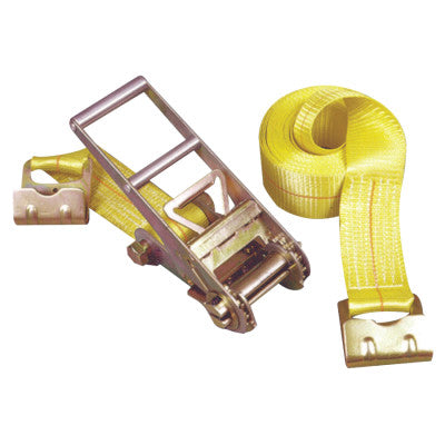 Ratchet Tie-Down Straps, Flat Hooks, 3 in W, 27 ft L, 15,000 lb Capacity