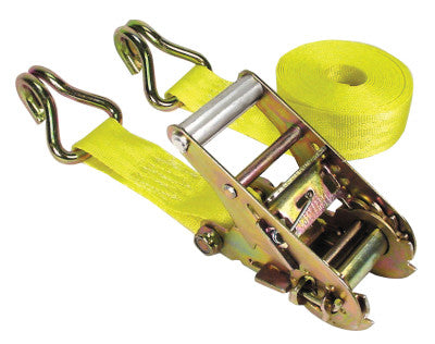 Ratchet Tie-Down Straps, Double-J Hooks, 1 3/4 in W, 15 ft L, 5,000 lb Capacity