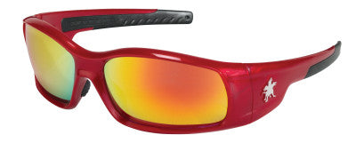 Swagger Safety Glasses, Fire Mirror Lens, Duramass Hard Coat, Red Frame