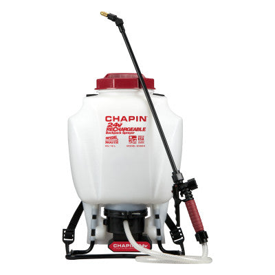 Rechargeable Backpack Sprayers, 4 gal, 48 in Hose, 20 in Wand, 35-40 psi