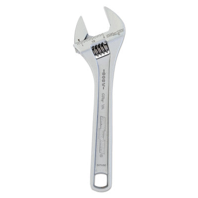 Adjustable Wrenches, 8 in Long, 1.18 in Opening, Chrome