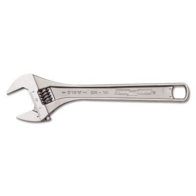 Adjustable Wrenches, 10 in Long, 1 3/8 in Opening, Chrome