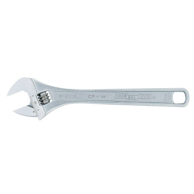 Adjustable Wrenches, 12 in Long, 1 1/2 in Opening, Chrome