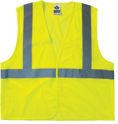 GloWear 8205HL Class 2 Super Econo Vests, Hook/Loop Closure, L/XL, Lime