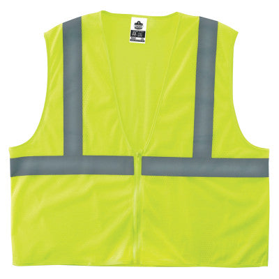 GloWear 8205Z Type R Class 2 Vests, Zipper, Large/X-Large, Lime